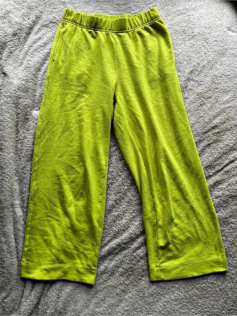 Y2K Lime Green Wide Leg Lounge Pants - Vibrant Green Comfort Baggy Sweatpants